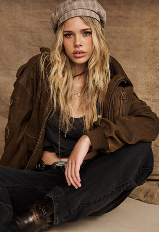 Fontaine Leather Bomber Jacket